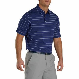 Men's Footjoy Lisle Golf Shirts Dark Blue NZ-222923